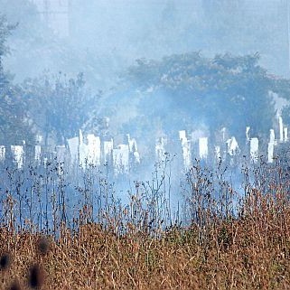 Пожарът не пощади и гробището в Казанлък