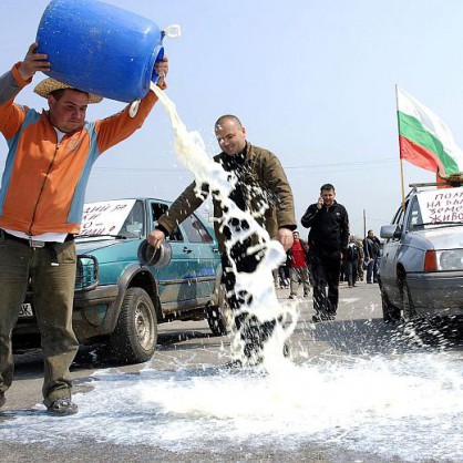 Млекопроизводителите изсипаха продукцията си на международен път Е80