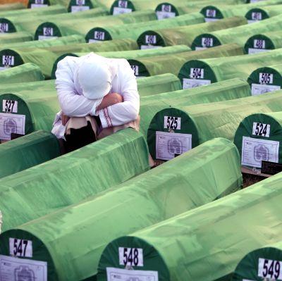 Ковчези с останките на 775 жертви, покрити със зелен плат, цветът на исляма, следобед бяха положени в земята в мемориалния център Потокари край Сребреница