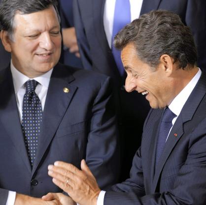 Мануел Барозу и Никола Саркози на срещата на върха на ЕС