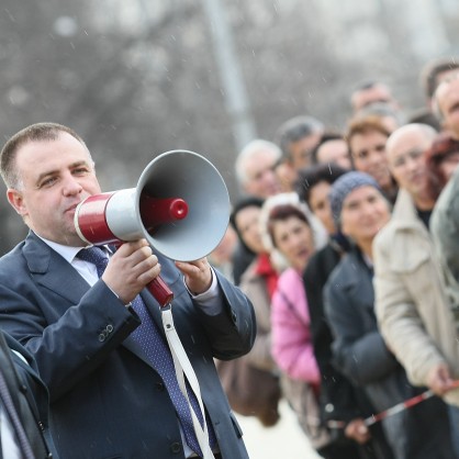 Мирослав Найденов при протеста на тютюнопроизводителите