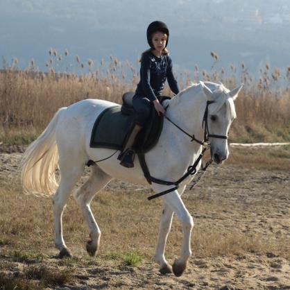 Кристина Василева тренира обездка с кобилата Беатрис