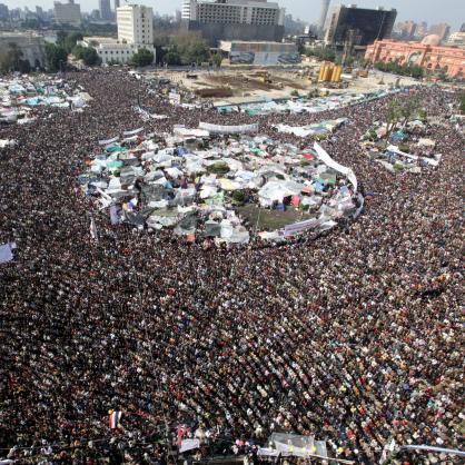 Протестиращи на площад Тахрир в египетската столица Кайро