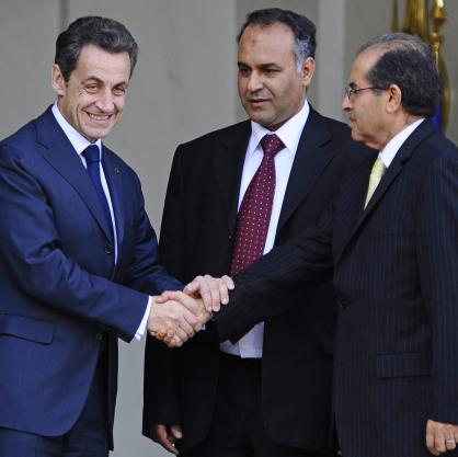 Махмуд Джибрил и Али Исауи на среща със Саркози