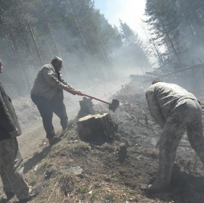 Пожар край село Гостун в Родопите