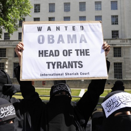 Протести на мюсюлмани по време на посещението на Барак Обама в Лондон