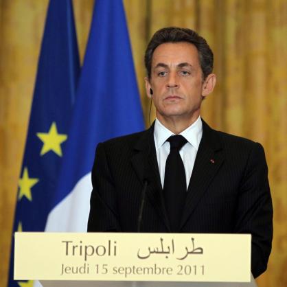 Никола Саркози на посещение в Триполи