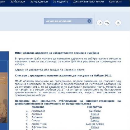 Сайтът на Външно министерство, от който бяха свалени списъците с личните данни на 36 000 българи