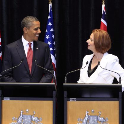 Барак Обама и премиерът на Австралия Джулия Гилърд