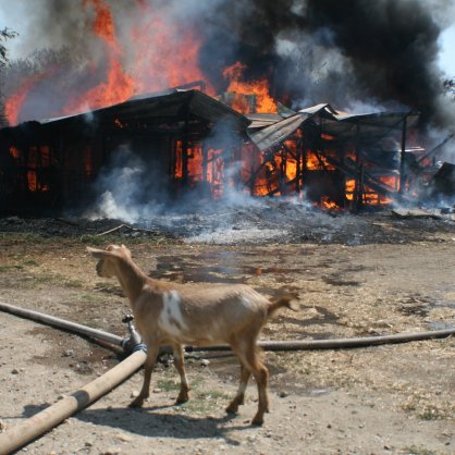 Огромна селскостопанска сграда изгоря до основи в Казанлък