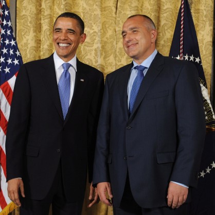 Премиерът Бойко Борисов на работна вечеря с президента на САЩ Барак Обама през 2010 г.