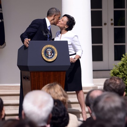 Президентът на САЩ Барак Обама и милиардерката Пени Прицкер