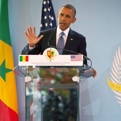 Президентът Барак Обама на пресконференция в Дакар