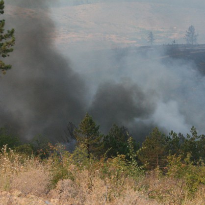 Пожарът в покрайнините на Стара Загора се е разпрострял на над 150 декара площ