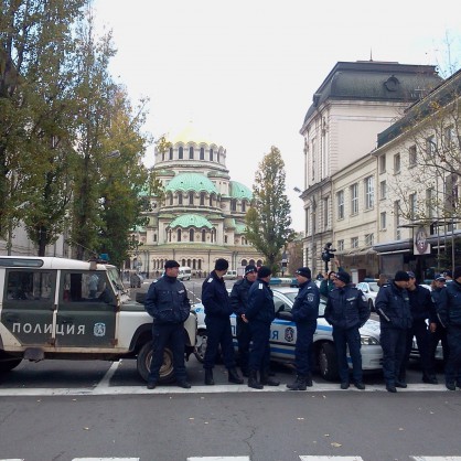 Полицейски кордон в центъра на София