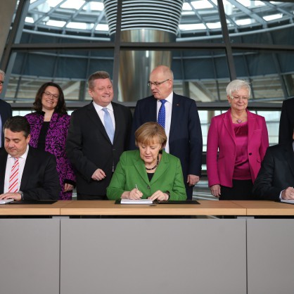 Подписване на споразумението за съставяне на правителствена коалиция в Германия