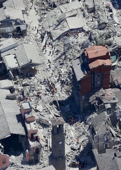 Разрушенията в Аматриче след земетресението