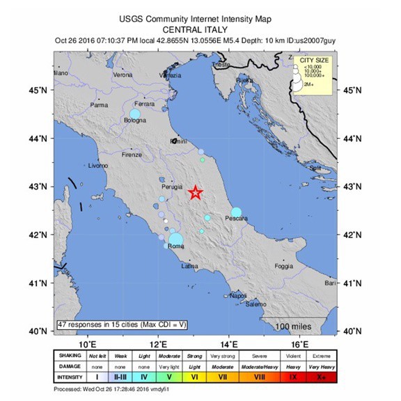 Земетресение с магнитуд 5,4 разтресе Централна Италия
