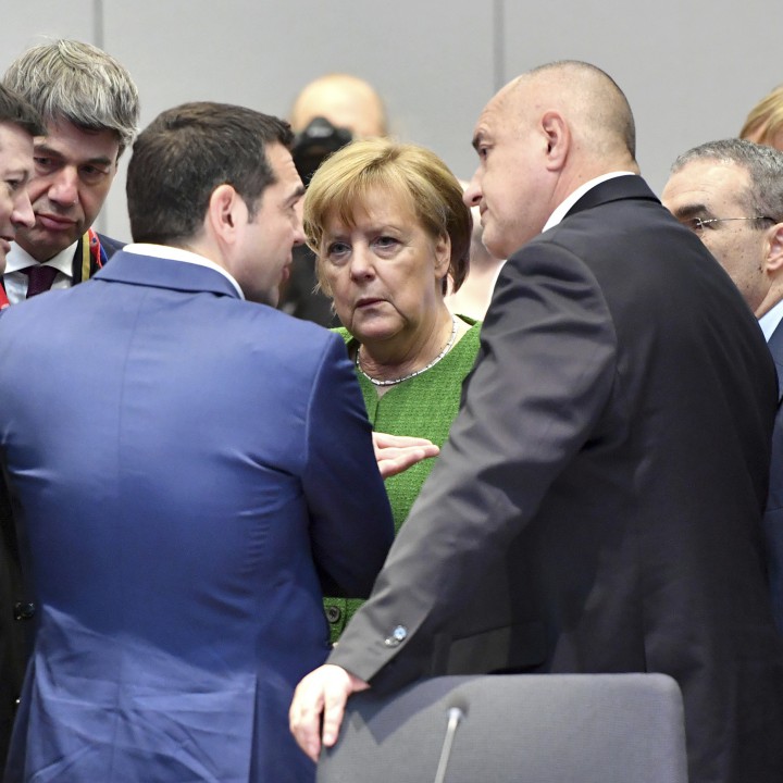 Ципрас, Меркел и Борисов на Европейския съвет