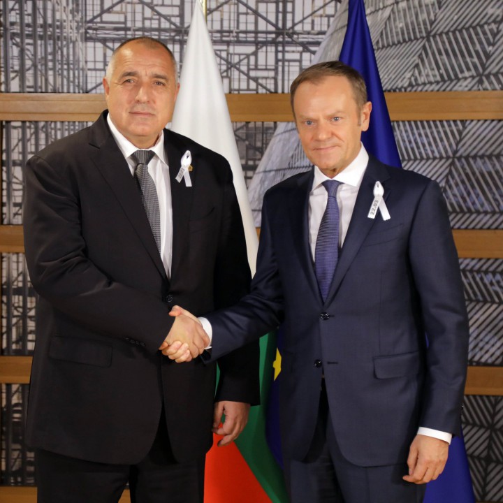 Премиерът Бойко Борисов разговаря с председателя на Европейския съвет Доналд Туск в Брюксел